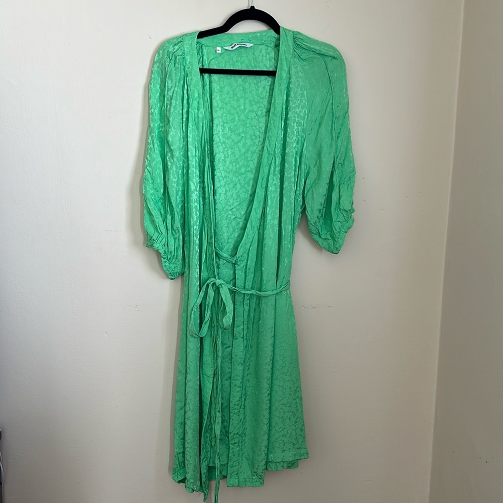 Anthropologie Green wrap dress XL
